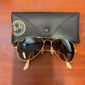 Ray-Ban Gold Aviator Sunglasses. Worn once. Like new. Excellent condition.